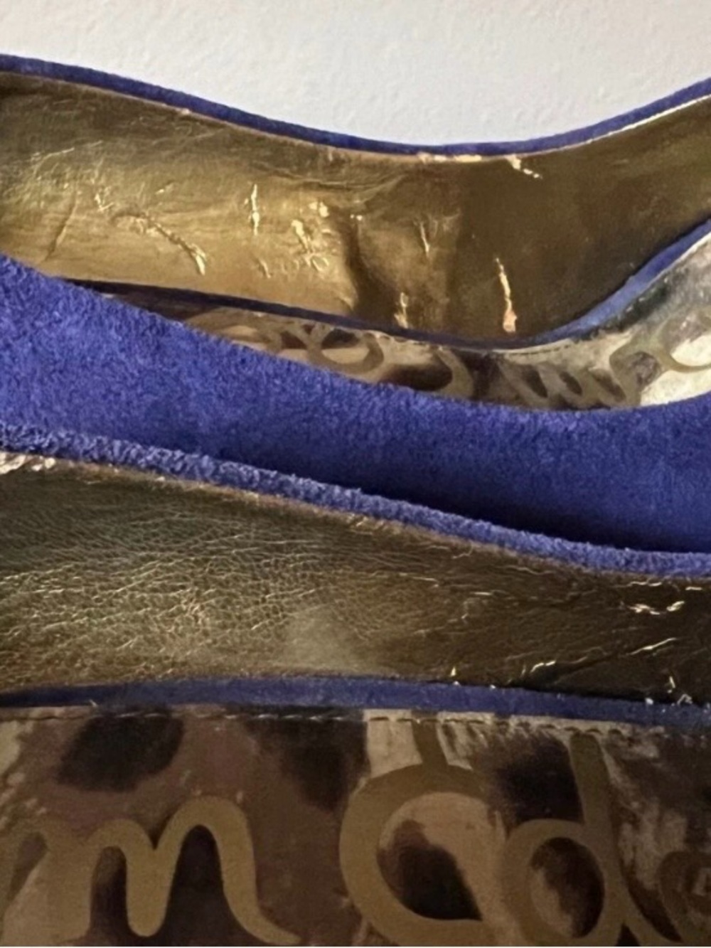 Sam Edelman Women's Blue Suede Peep-Toe Platform Pumps - Picture 6 of 10